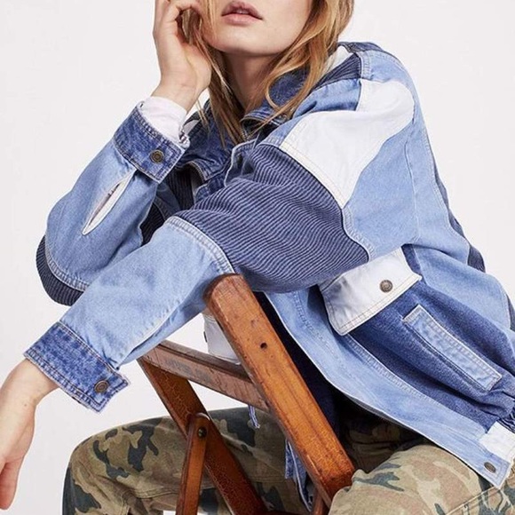 Panel Denim Bomber Jacket Rare 